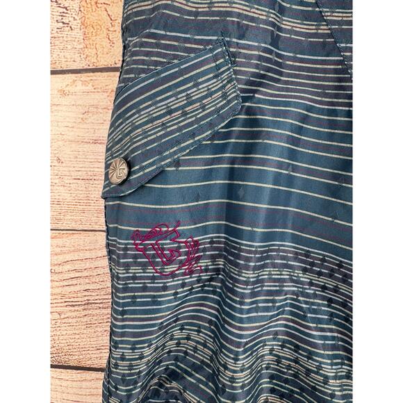 Burton DryRide Stripe Print Cargo Snowboard Pants Womens Medium Turquoise Blue - Picture 5 of 13